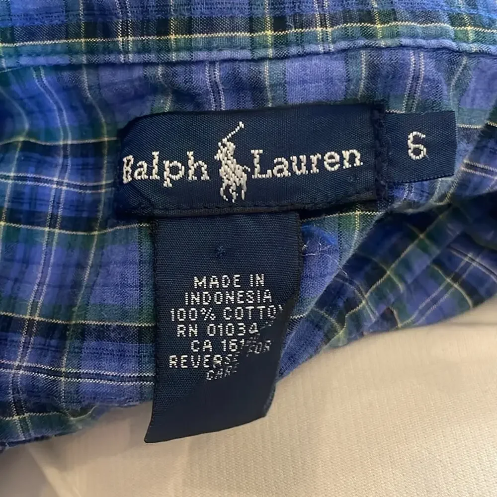 Ralph Lauren kids size 6 Plaid Button Down Shirt Long Sleeves